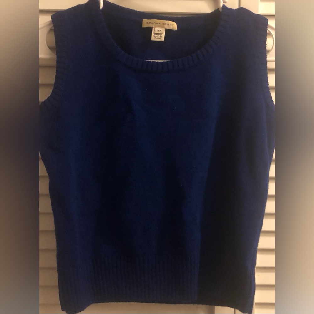 Vintage St. John Sport Royal Blue Sweater Tank Top Sz Small